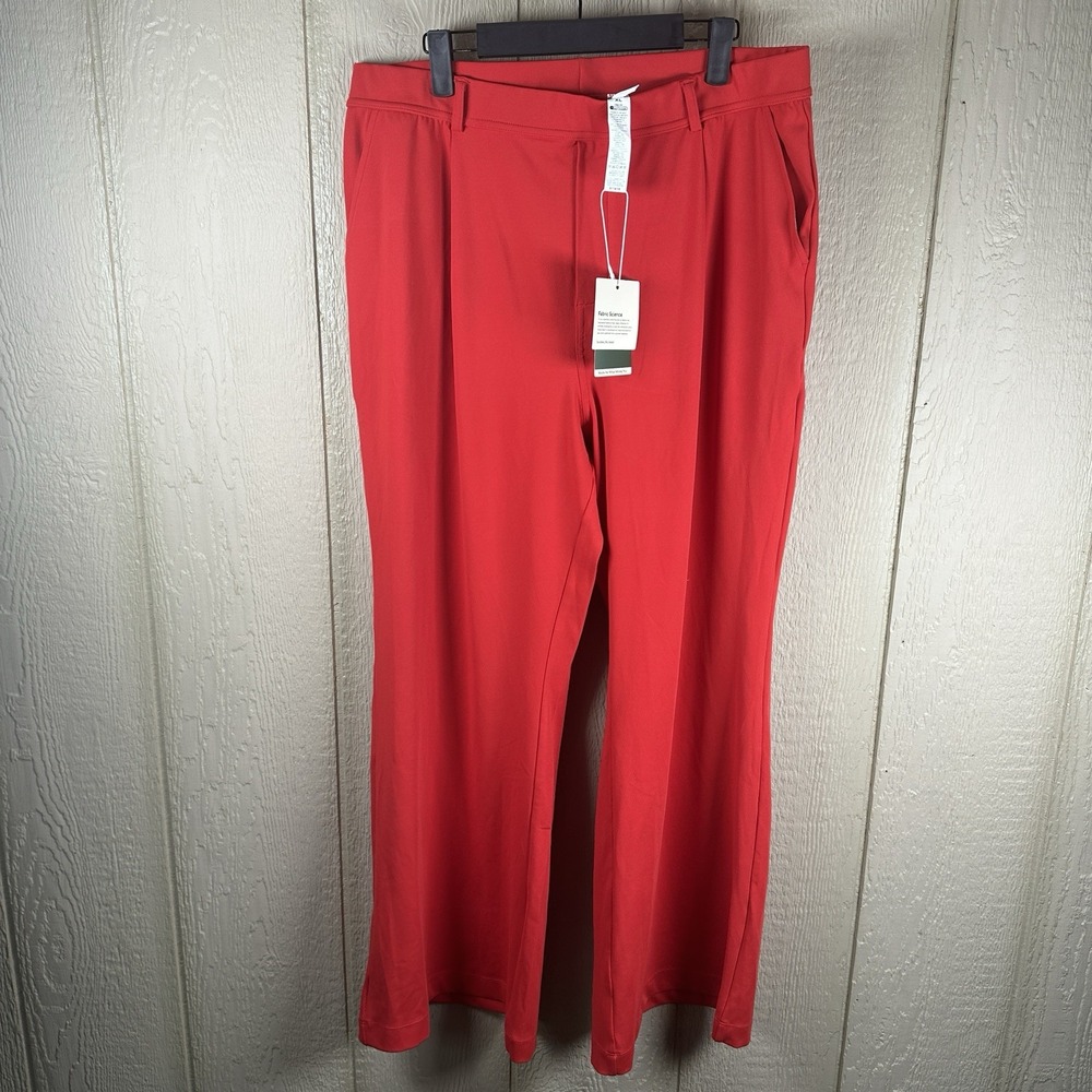 NEW Halara Flex DayStretch High Waisted Pocket Work Flare Pants Womens Sz XL Red